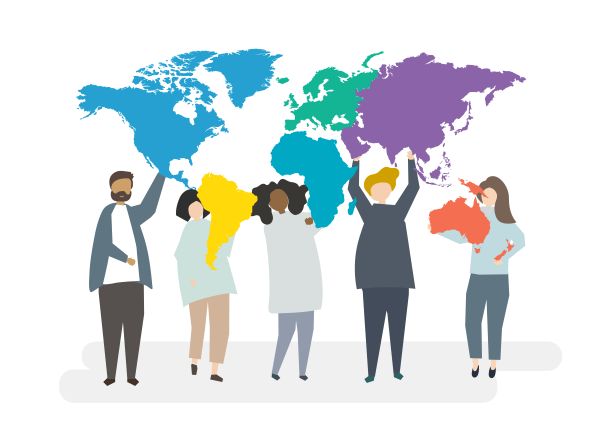 People pointing where they live