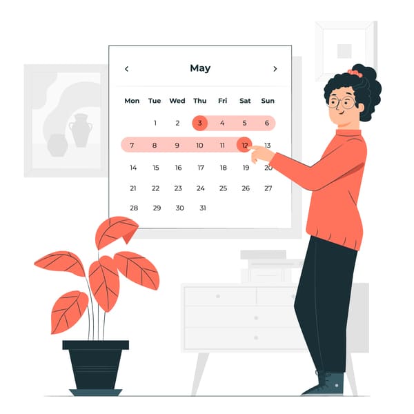 Illustration of a person pointing at a date on a calendar
