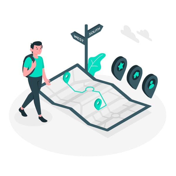 Illustration of a person following directions