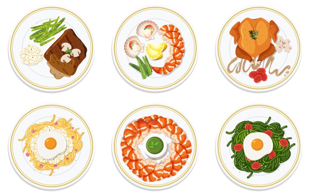 llustration of food dishes 