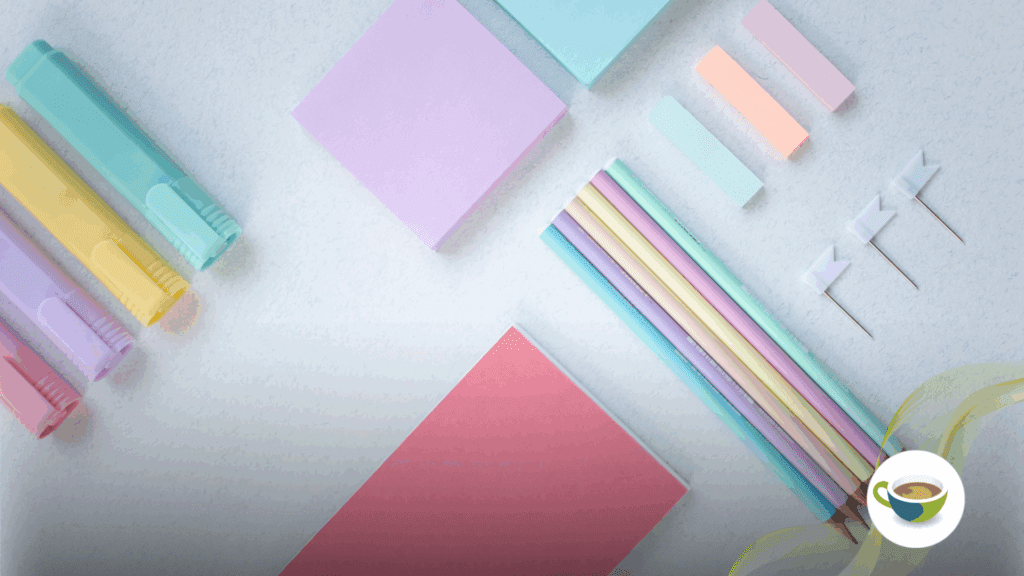 Pastel stationery items for taking notes