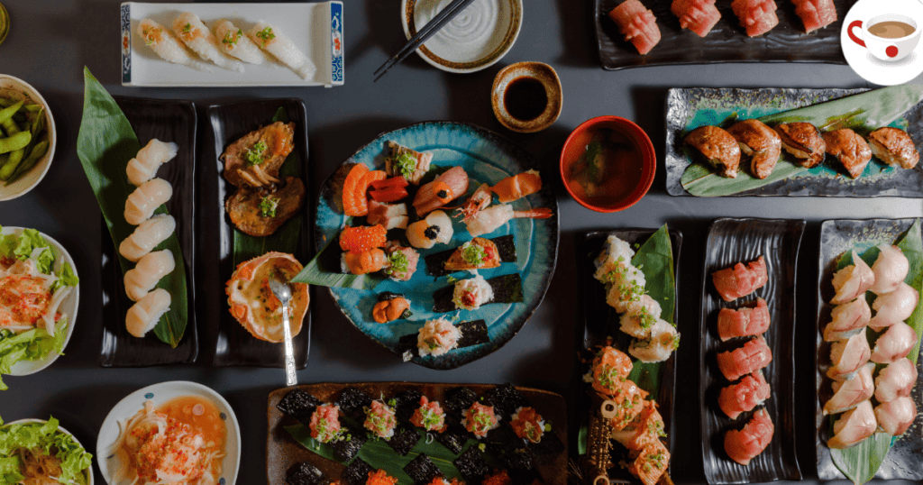 Different types of Sushi on display