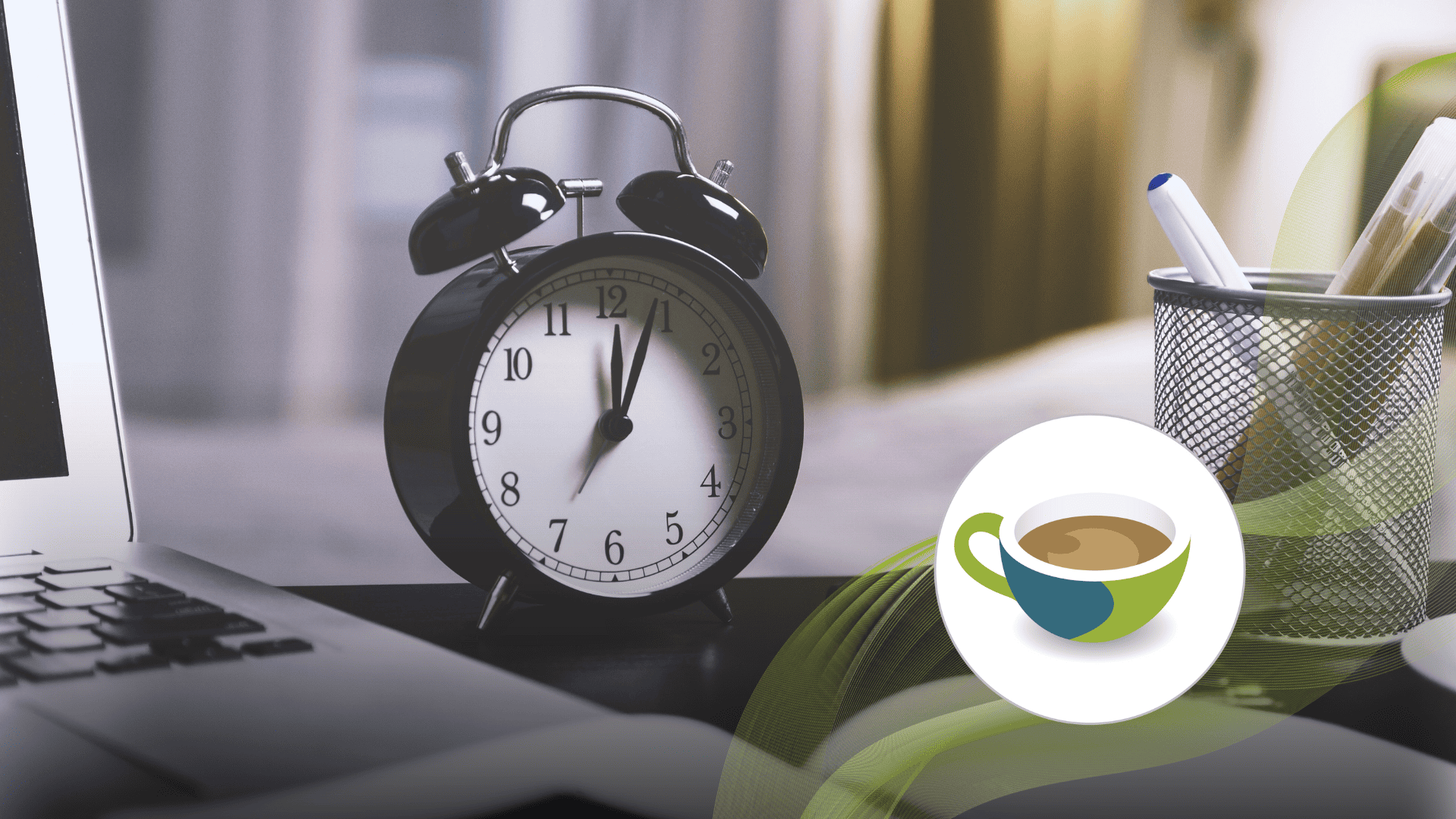 Small table clock on top of a table.