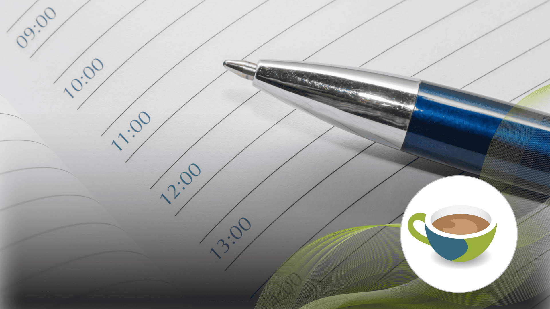 A close-up of a pen resting on a daily planner with hourly time slots, symbolising a structured language learning routine.